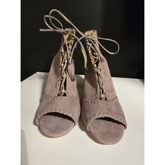 Womens Heels Enzo Angiolini Open Toe Boot Dress Shoes Beige, Size 9 - Picture 3 of 8